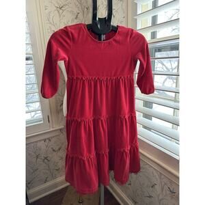 Hanna Anderson Red Velvet 3 Tier Dress Girl Size 140